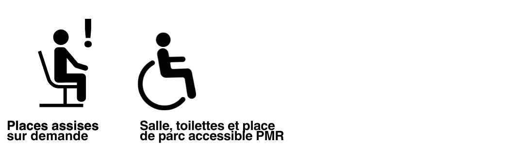 Places assises sur demande, salle, toilettes et parking PMR