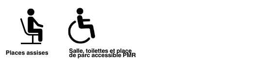 Places assises, salle, toilettes et parking PMR