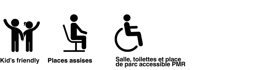 Kid's Friendly, places assises, salle, toilettes et parking PMR